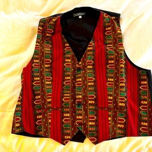 Souleiado cotton vest with colorful print front and black cotton back.